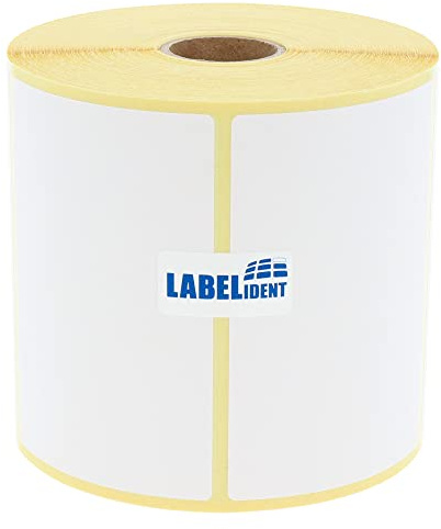 Labelident Thermotransfer-Etiketten 90 x 60 mm aus Papier weiß, stark selbstklebend - 1.000 Blanko Haftetiketten auf 1 Rolle/n, 25 mm Kern, Rollenetiketten für Thermotransferdrucker