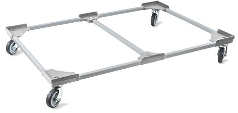aidB Transportroller Variabel 1x unterteilt für Euroboxen mit 4 Gummilenkrollen, Grau, 1200x800 mm, variabler Rollwagen zum Transport von Kisten, Praktischer Kistenroller