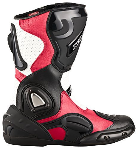 XLS motorcykelstövlar hög kvalitet Racing Boots Touringstövlar läderstövlar svart vit röd (41)