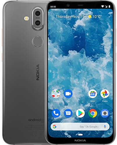 Nokia 8.1 - Smartphone Débloqué 4G (Ecran : 6,18 pouces - 64Go ROM - Dual SIM - Android One Pie 9.0) Argent