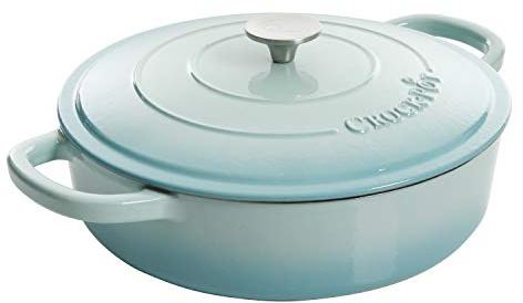 Crock Pot Artisan Enameled Cast Iron Braiser W/Lid, 5-Quart, Aqua