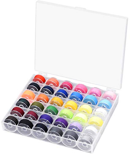 kissral Nähmaschine Spulen, 36 Farben Spulen Unterfadenspulen mit Nähgarn Vorgewickelten Spulen Unterfaden Kunststoff für Brother Babylock Janome Kenmore Singer, Schere, Maßband