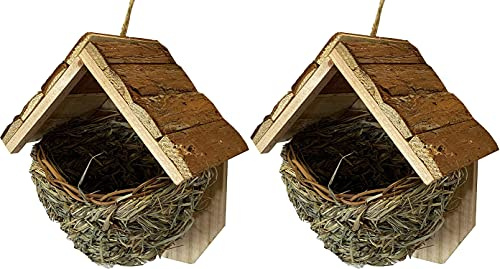 Selections Woven House Martin Bird Rounded Cup Nester with Roof (Pack of 2)