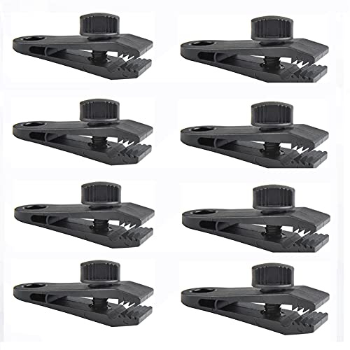 8 Stück Zeltplanen Clip Tarp Clip Zelte Clip, Planenclips aus Kunststoff, Multifunktion Planenclip für Camping, Planen, Wohnwagen, Garten (Schwarz)
