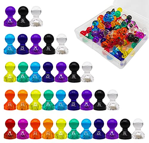 55 Stücke Farbige Magnete, 11 Farben Pinnwand Magnete mit Aufbewahrungsbox, Transparente Starke magnetische Reißzwecken für Magnettafel Kühlschrank Tafel