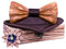 HZQIFEI Jeu de Nœud Papillon en Bois, Noeud Papillon Bois avec Carré de Tissu et Broche en Bois pour Cadeau, Réception, Mariage (C11, 3Pcs)