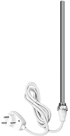 Heilmetz 300W Heizstab, Heizpatrone Heizelemente für Heizungen Heizkörper Badheizkörper Handtuchtrockner, Weiß, Mechanischer Druckknopfschalter