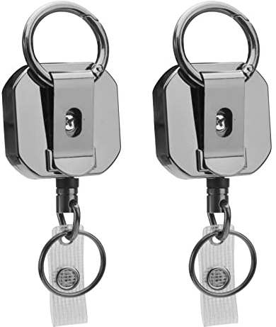 Schlüsselband ausziehbar 2 Stücke, Ausziehbarer Schlüsselanhänger, Einziehbarer Schlüsselanhänger 70cm, Robuste Außenbox aus Zinklegierung für ID Badge Holder, Kartenhalter, Schlüsselkarten