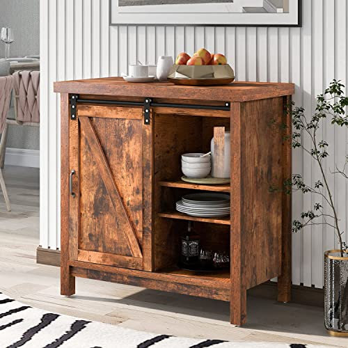 GGMWDSN Buffet, Armoire de Cuisine, Armoire de Rangement, avec 2 Portes Coulissantes, éTagèRe RéGlable, Industriel, pour Salon, Vintage Marron-Noir