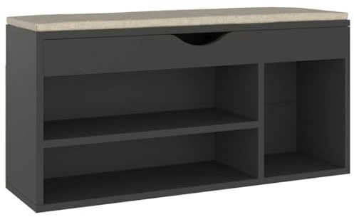 vidaXL Skobänk med dyna grå 104x30x49 cm spånskiva, skoförvaring, skohylla, hallbänk, skoskåp, skohyllor, hallbänkar, hallmöbel, hallmöbler