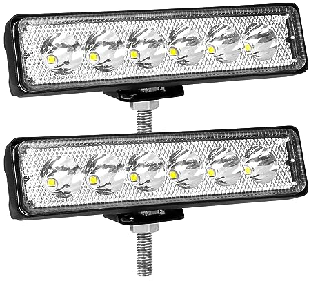 SKYWORLD 2 Pcs 6 inch 18W LED Spot Work Light Bar, Single Row LED Light Bar 12V 24V Mini Slim Offroad Driving Lights Fog Lamp Waterproof for 4x4 Car Truck Tractor SUV ATV Boat