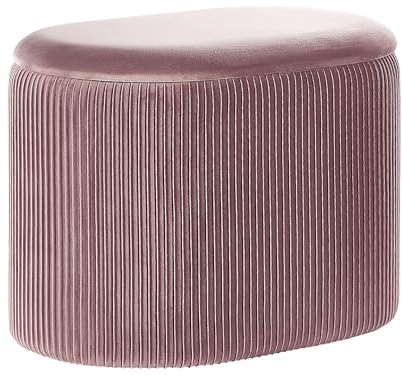 Pouf mit Stauraum Samtstoff Rosa oval 55x35 cm plissiert Modern Richland