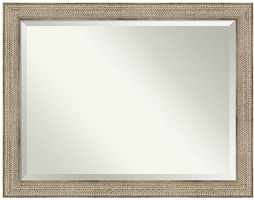 Amanti Art Silver Wall Mirror 36x46 Trellis Silver Rectangle Bathroom Mirror for Wall Decor Living Room, X-Large Traditional Wood Frame, Hangs Horizonally and Vertically, Bathroom Decor, Beveled Edge