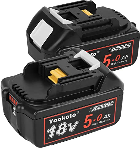 Akku 18V für Makita Ersatzbatterie BL1850B Werkzeugakku 2 Stück 5,0Ah Li-Ion mit LED Anzeige Kompatibel BL1860B BL1850 BL1855 BL1840 BL1830 BL1835 BL1820B BL1815Wiederaufladbar Ersatzakku