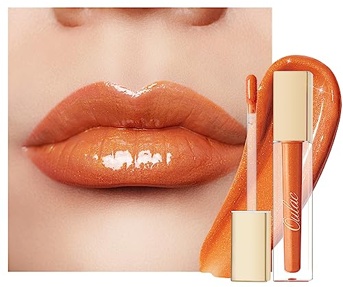 Oulac Orange Lipgloss Glänzend - Lip Plumper für Voller Wirkende Lippen | Flüssiger Lippenstift Feuchtigkeit Lipgloss mit Natriumhyaluronat, Lippenpflege für Trockene Lippen, 4.5ml, (S06)