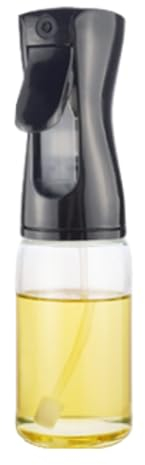 Pulverizador de aceite spray 200ml. Dispensador de aceite en spray para freidora de aire y cocina. Pulverizador multiusos cocina. Dispensador en botella de plástico para líquidos. (Negro)