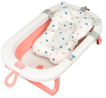 Toral Bañera Plegable Bebé con Patas Rosa - Cómoda y Fácil de Guardar con Asiento y Patas Antideslizantes - Portátil Modelo Bathy Rosa con Cojín