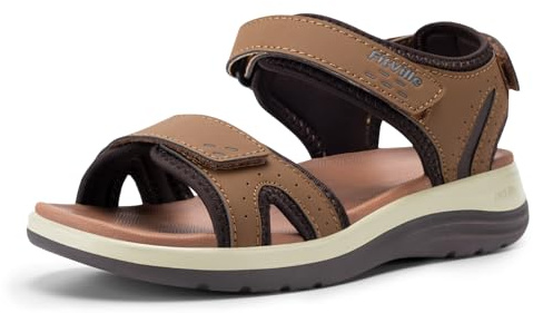FitVille Sandales Femmes à Largeur Extra Sandales d'été Confortables et Légères, Idéales pour Pieds Larges Marron 41 EU Large