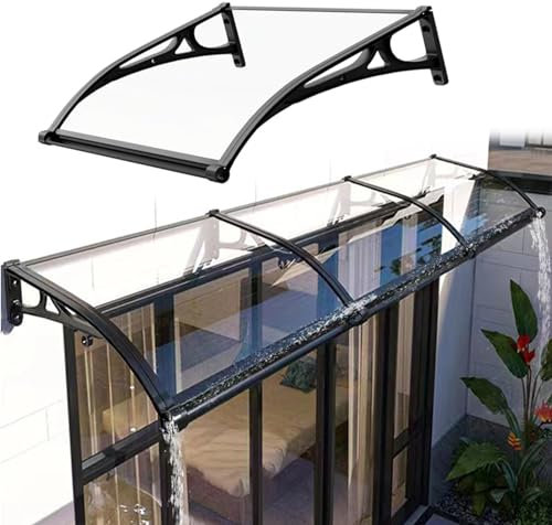 Exterieur Moderne Aluminium Toit Protection D'abri, muet Polycarbonat Auvent De Porte Entrée, Arc protection Solaire Toit Abri, Marquise De Porte D'Entrée avec rainure de drainage, Protection UV. ( Co