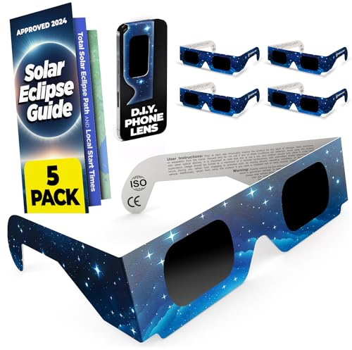 Medical king Solar Eclipse Glasses (5 pack) 2024 CE and ISO Certified Safe Shades for Direct Sun Viewing approvd 2024