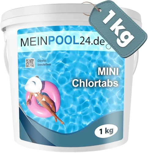Meinpool24.de 200 Stück Mini - Chlortabletten a 5 Gramm = 1 kg schnelllösliche Tabs für Pool, Aufstellpool, Planschbecken, Gartenpool, Kinderpools & Whirlpool Wasserpflege Poolreinigung & Desinfektion