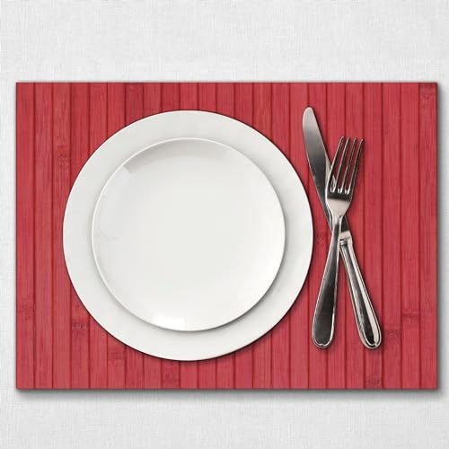 Comart - Tovagliette Americane Bamboo - Set 4 30x45 cm Bordeaux - Colazione