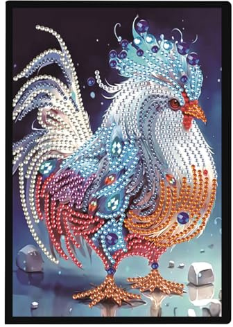 DCIDBEI Diamond Painting Notizbuch A5 Blank Diamond Painting Notizheft Diamant Painting Notebook Diamant Malerei Notizbuch Skizzenbuch Tagebuch für Schülerbüro Schulbedarf(50 Blätter) (Hahn)