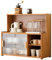 SINBINTA Buffet de cuisine en bambou avec 2 portes coulissantes en verre, armoire de rangement autoportante pour bouteilles, plats, bols (67 cm de long)