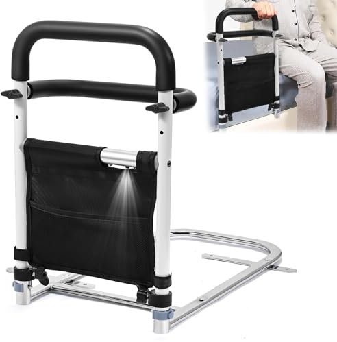 Brolteja barandilla Cama Adulto,Barandilla de Cama Adulto Asidero para la Cama, Barrera Anticaída,Barrera de Cama con Bolsillo, Barra de Cama para Adultos,Ayuda para levantarse de la Cama