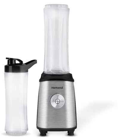 Homend MixFresh Personal Blender for Smoothies with 2 x 600ml BPA-Free Bottles | 350W Portable Smoothie Maker for Shakes, Frozen Fruits, and Vegetables - Compact Design