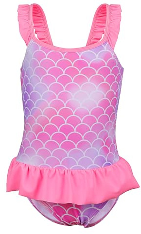 TIZAX Bañador Natación para Niñas Pequeños Traje de Baño Una Pieza Niñas Bañadores con Volantes de Secado Rápido Ropa de Playa Piscina Sirenas 4 años