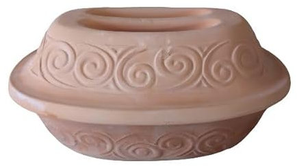 Cuoci Pane in Terracotta Ovale con Coperchio, pentola per il pane. Non Utilizzabile su piano ad induzione - Non utilizzabile sulla fiamma - Solo forno elettrico.