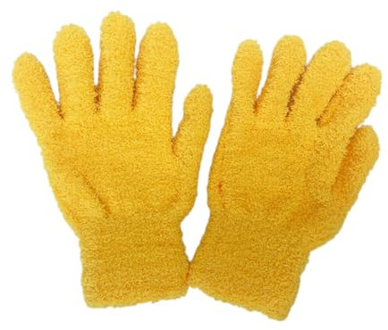 xbiez Einfarbige Korallen-Samt-Damenhandschuhe, Winter, Vollfinger, dick, warm, Weihnachtsgeschenke, Handschuhe für Paare, Freundinnen, gelb, As desacribed