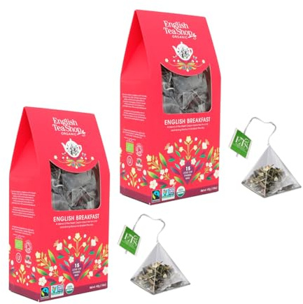English Tea Shop® | Té Negro BIO Equosolidale | English Breakfast in Eco-Box - 2 x 15 Infusores Pirámide (90 Gr) | Té Negro Ceilán