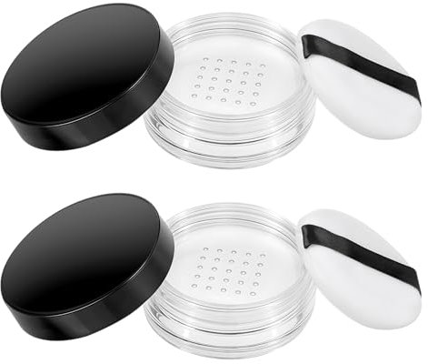 Aeaocvo Lot de 2 boîtes à poudre vides avec houppette à poudre, portable, 10 ml, avec couvercle amovible pour femmes et filles