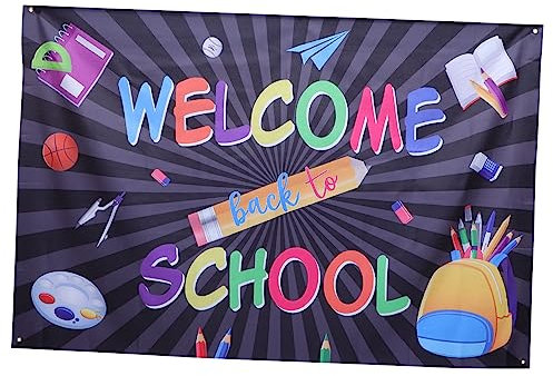 BELLIFFY 1Stk Hintergrund der Schulsaison Return-Party-Schild im Freien im Innenbereich Zurück zum Schulzeichen Classroom Decorations fensterdekoration Banner für die Schulanfangsparty