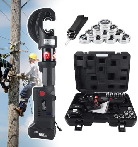 Pince à sertir alimentée par piles, outil hydraulique rechargeable, outil de sertissage hydraulique électrique, pince à sertir en cuivre et aluminium, kit d'outils de fil de câble de 16 à 400 mm² avec