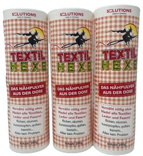 Textil Hexe – Innovatives Nähpulver (3 x 200 g) | Nähen, Säumen, Flicken ohne Nadel & Faden | Für Textilien, Leder & Fasern | Waschfest, reißfest & bügelaktiviert | Made in Germany