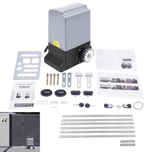 Automatic Sliding Gate Drive,550W Electric Sliding Gate Opener 1200kg/2645.55lbs, Automatic Door Opener Motor,Rack Driven Driveway Garage Gate Kit with 2 Remote Controls Sensors and 6m Gear Racks
