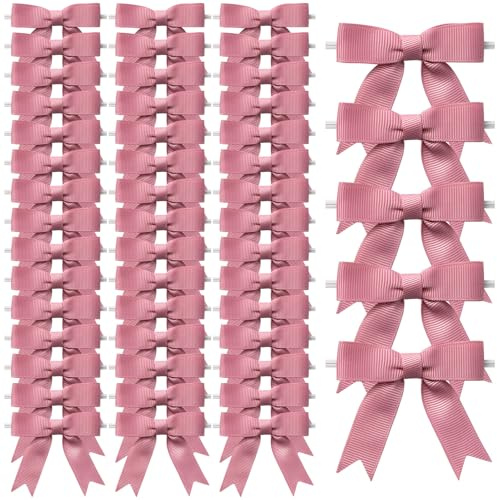 MORSUNBELA Fiocco rosa piccolo fiocco decorativo per matrimonio, regalo di compleanno, Natale, comunione, torta, 50 pezzi, rosa antico
