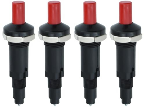 Confezione da 4 accenditori piezoelettrici a pulsante, ricambio universale per barbecue a gas, camino, forno, nero