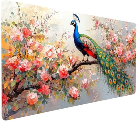 Tapis de Souris 160x80x0.3 cm Architecture Japonaise Tapis de Bureau Gaming pour Clavier Souris sans Fil Ordinateur Portable, Mouse Pad Fleurs de Cerisier Bords Surpiqués Base Antidérapante model1070