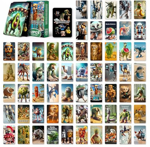 AEIXYA 60 Italian Brainrot Carte,Carte Brainrot Con 32 Adesivi Album Brainrot Figurine Per Collezionisti. (A)