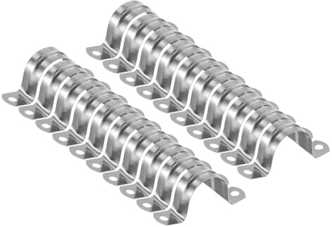 QUARKZMAN 20pcs Abrazaderas Conduit 1 3/16 Pulgadas 30mm Abrazadera En U M30 Para Tubos Abrazadera Rígida Para Tuberías Acero Inox Soporte En Forma U Con Dos Agujeros Para Fijar Tubos
