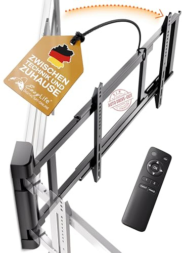 EasyLife Auto Drive-Out TV-Wandhalterung 170°, VESA 600x400, 32-75 Schwarz | Elektrisch schwenkbar, 50kg Tragkraft, 56mm ultraschlank, leiser Motor, Anti-Kollision, OLED/QLED/LCD TV, Monitor, Smartboard
