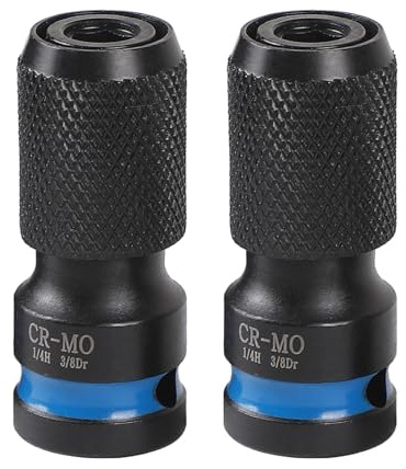 Lot de 2 Adaptateurs de Douille 3/8 Carré à 1/4 Hexagonal | Cr-Mo Haute Résistance | Serrage Stable | pour Clé à Choc et Perceuse