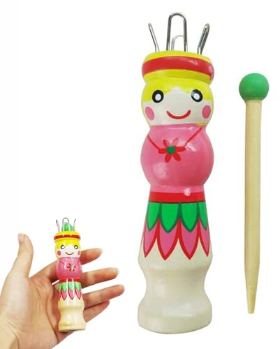 Whispern Cloud Wooden French Knitter, Knitting Spool Tool with Matching Needle, Yarn Doll Maker for DIY Crafts, Braided Tube Maker for Bracelets Coasters Home Decorations