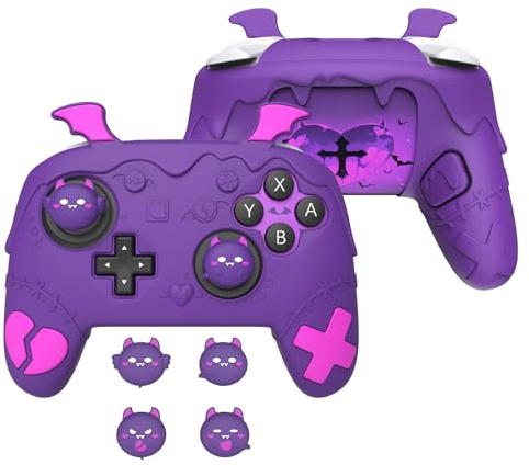 PlayVital for Nintendo Switch 2 Pro Controller Silicone Cover – Gothic Imp Series Cute Protective Skin Case for Switch 2 Pro Controller w/Back Button Caps & Thumb Grip & Sticker, Shockproof - Purple