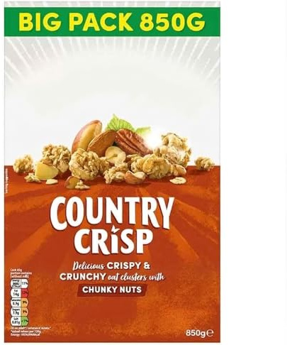 Mitram Country Crisp Chunky Nuts Cereal | 2 x 850g Big Packs | Delicious Crispy & Crunchy Oat Clusters with Mixed Nuts (Pack of 2)