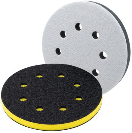 125mm Foam Sanding Pads, 2 Pack 5 Inch 8 Holes Soft & High Foam Interface Pad Orbital Sander Pads Soft Sponge Foam Sanding Pads Hook & Loop Sponge Sanding Discs Cushion Pad for Grinding and Polishing